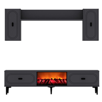 vibra conjunto de mueble tv con estantes de pared y chimenea led de 150 cm gris antracita