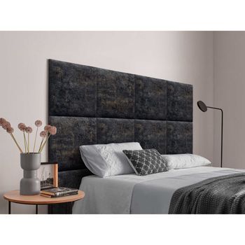 Dhome Cabecero Tapizado Compuesto De Paneles Autoadhesivos Intercambiables Serie Luxury Edition Cama Lujo Dormitorio (luxurious Black, 140cm)