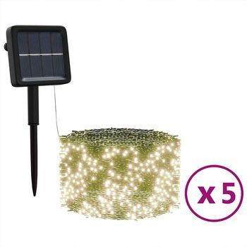 Tira De Luces Solares Led 5 Uds Blanco Cálido Interior/exterior Vidaxl