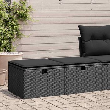 Set Sofás Jardín Y Cojines 2 Uds | Juego De Muebles De Jardín Ratán Sintético Acacia Negro Cfw15544