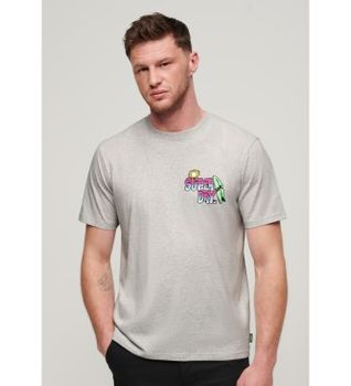 Superdry para hombre. M1011907A Camiseta suelta Neon Travel gris (M), Casual, Algodón, Manga corta