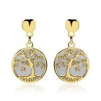 pendientes arbol de la vida de plata 925 parcialmente dorados