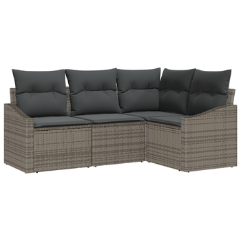 Juego De Comedor De Jardín De 4 Uds Con Cojines En Gris Ratán Polimérico Cfw423112