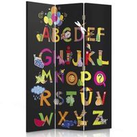 biombo party time alphabet - separador de ambientes cm 110x150 3 paneles