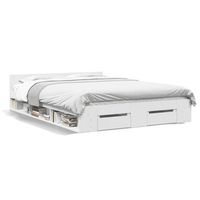 cama matrimonial  cama para adultos  cama con cajones madera de ingenieria blanco 135x190 cm