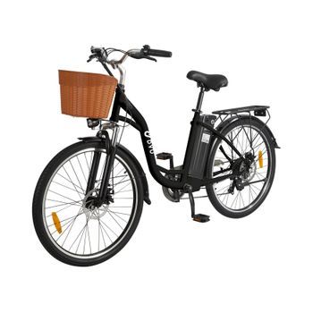 Bicicleta Electrica Urbana Dyu C6 26 Pulgadas, Motor 250w, Bateria 36v 12,5ah, Autonomia 60 Km, Cesta Y Color Negro