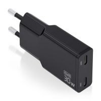 aisens asch-30w2p049-bk cargador gan ultra slim 30w 2xusb-c pd30 qc40 negro