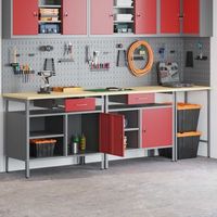 conjunto de banco de trabajo 3 uds negro y gris vidaxl
