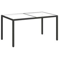 mesa jardin  mesa de exterior vidrio templado ratan sintetico 150x90x75 cm negro
