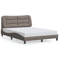 estructura de cama con cabecero de tela gris taupe 140x200 cm