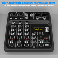 consola de mezclas de 4 canales mezclador de audio bluetooth 48v profesional usb para computadora karaoke