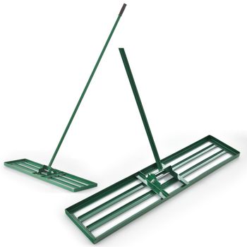 Costway Rastrillo para Nivelar Césped 106 x 25 cm Herramienta Pesada para Nivelar Suelo con Mango de 170 cm