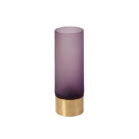 jarron decorativo de vidrio soplado morado y dorado h21