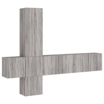 Muebles De Tv De Pared 5 Pzas Madera De Ingeniería Gris Sonoma Vidaxl
