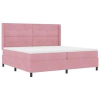 cama tipo box spring con tiras led rosa 200 x 200 cm terciopelo vidaxl