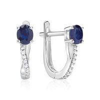 de aros 14 quilates oro blanco 16 diamantes y zafiro