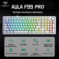 aula f99 pro teclado mecanico silencioso inalambrico tres modos intercambiables en caliente personalizado rgb retroiluminado translucido teclado grabado lateral