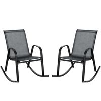 costway juego de 2 sillas mecedoras patio ergonomicas asiento de textilene balanceo suave carga 150kg para terraza jardin 91 x 62 x 86 cm