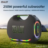 zealot-ze21 altavoz bluetooth portatil de 250w alta potencia resistente al agua 48000mah subwoofer inalambrico tws compatible con usbtfaux luz rgb