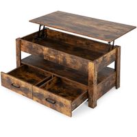 costway mesa de centro con tablero elevable con compartimento estante de almacenamiento y 2 cajones sistema neumatico 106 x 74 x 61 cm marron