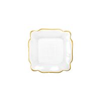 plato cuadrado en vidrio bordes dorados 25x25x2cm - lote de 6