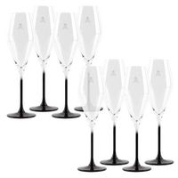 set 8 copas flauta 182cl cristal transparente con negro scalpers home