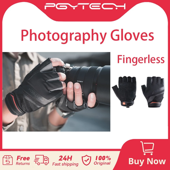 PGYTECH-guantes de fotografía sin dedos, antideslizantes, duraderos, de cuero genuino, Material de fibra de poliéster, adecuados para fotógrafo