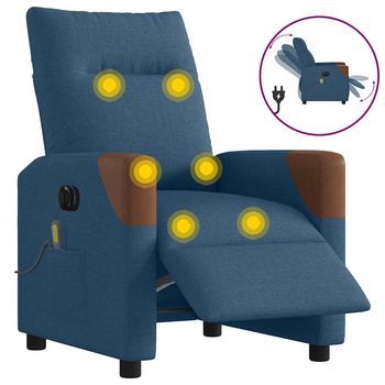 Sillón Reclinable De Masaje Eléctrico Tela Azul Vidaxl