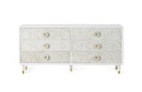 comoda madera mango blanco y detalles en color dorado
