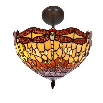 Plafón Bajo De Techo Medio Tiffany D. 30cm  Belle Amber