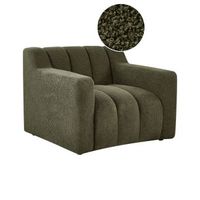 sillon moderno tapizado de tela boucle respaldo acolchado grueso verde oscuro agerup
