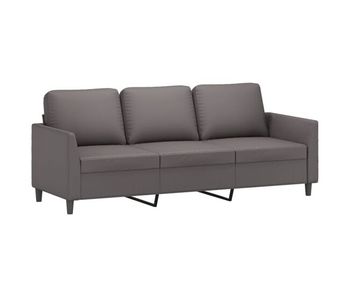 Sofá de 3 plazas - sofá de salón de cuero sintético gris 180 cm