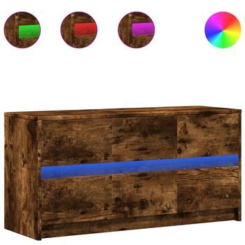 Mueble De Tv Led Madera Ingeniería Roble Ahumado 100x34x50 Cm Vidaxl