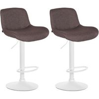 lote de 2 taburetes de bar solon blanco tela marron oscuro 50x50x85 cm clp