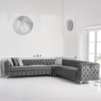Barker Grey Velvet Corner Sofa