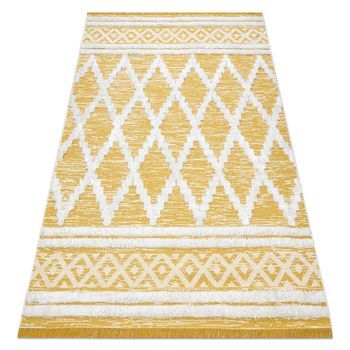 Alfombra Eco Sisal Boho Moroc Diamantes 22297 Franjas - Dos Niveles De 78x150 Cm