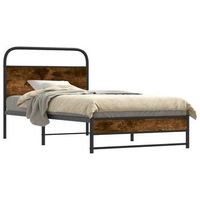 cama para adulto  cama individual  estructura de cama sin colchon 100x200 cm madera roble ahumado