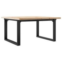 mesa de centro marco o madera maciza pino y acero 80x80x455 cm