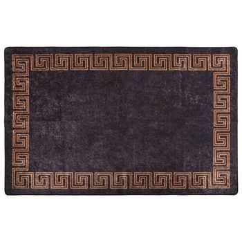 Alfombra De Dormitorio | Felpudo | Alfombra Lavable Antideslizante Negro Y Dorado 160x230 Cm