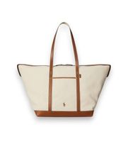 polo ralph lauren para mujer 428973072001 bolso tote shopper grande de loneta beige marron osfa casual algodon