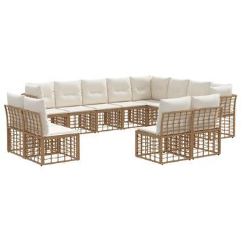 Conjunto De Sofás De Exterior Natural Y Crema Poliéster Vidaxl