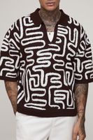 polo tall oversize recto de punto con estampado abstracto brown