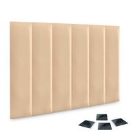dhome juego de 6 paneles tapizados de polipiel premium pack autoadhesivos para pared acusticos absorbentes proteccion beige 60x20cm x6