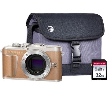 OLYMPUS PEN E-PL9 Mirrorless Camera with 32 GB SD Card & Case - Brown, Body Only, Brown