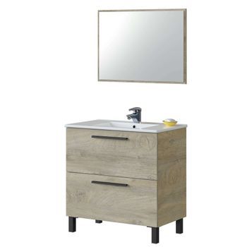 Mueble De Baño De Dos Cajones Con Espejo Para Lavabo Sobre Encimera
