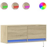 mueble de tv de pared con luces led roble sonoma 100x31x35 cm vidaxl