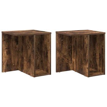 2 Piezas Mesa Auxiliar | Mesa De Apoyo Roble Ahumado 37 X 32 X 40 Cm