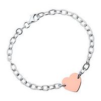 pulsera de plata 925 con corazon chapado en oro rosa grabable