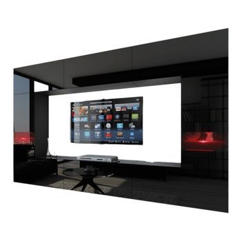 Conjunto De Muebles De Salón Negros, Colgantes Colección Cepto Xxix. 249cm, 8 Muebles, Leds, Modulares.