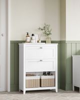 mueble de bano con 2 cajones y 2 cestas de color blanco